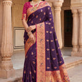 Gorgeous Purple Paithani Silk Rich Zari Weaving Saree for Women