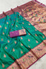 Graceful Teal Green Paithani Silk Rich Zari Weaving Saree for Women