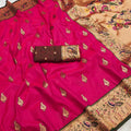 Elegant Rani Pink Paithani Silk Rich Zari Weaving Saree for Women
