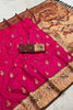 Elegant Rani Pink Paithani Silk Rich Zari Weaving Saree for Women