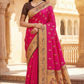Elegant Rani Pink Paithani Silk Rich Zari Weaving Saree for Women