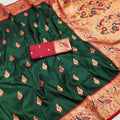 Grateful Dark Green Paithani Silk Rich Zari Weaving Saree for Women