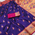 Amazing Dark Purple Paithani Silk Rich Zari Weaving Saree for Women