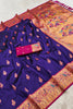 Amazing Dark Purple Paithani Silk Rich Zari Weaving Saree for Women