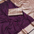 Elegant Purple Banarasi Gala Silk Zari Weaving Saree for Women