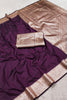 Elegant Purple Banarasi Gala Silk Zari Weaving Saree for Women