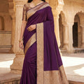 Elegant Purple Banarasi Gala Silk Zari Weaving Saree for Women