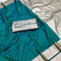 Graceful Teal Green Banarasi Gala Silk Zari Weaving Saree for Women