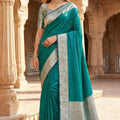 Graceful Teal Green Banarasi Gala Silk Zari Weaving Saree for Women