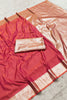 Beautiful Peach Pink Banarasi Gala Silk Zari Weaving Saree for Women