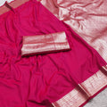 Gorgeous Rani Pink Banarasi Gala Silk Zari Weaving Saree for Women
