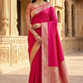Gorgeous Rani Pink Banarasi Gala Silk Zari Weaving Saree for Women