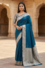 Royal Teal Blue Banarasi Gala Silk Zari Weaving Saree for Women