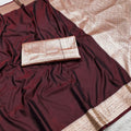 Beautiful Maroon Banarasi Gala Silk Zari Weaving Saree for Women