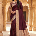 Beautiful Maroon Banarasi Gala Silk Zari Weaving Saree for Women