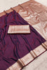 Stunning Wine Banarasi Gala Silk Zari Weaving Saree for Women