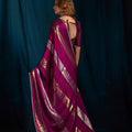 Gorgeous Rani Pink Satin Silk Foil Patta Heavy Hand Work Zircon Saree for Women