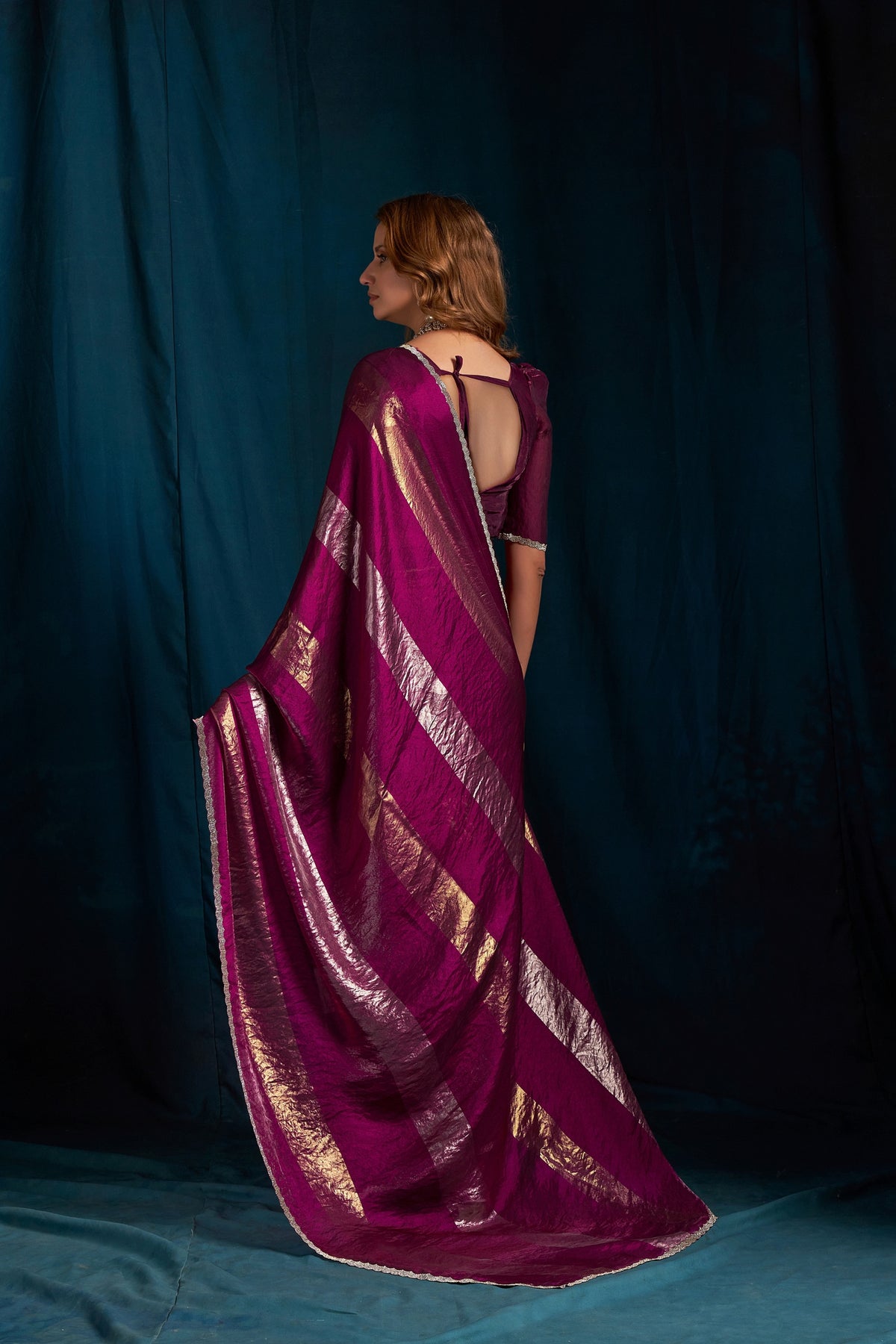 Gorgeous Rani Pink Satin Silk Foil Patta Heavy Hand Work Zircon Saree for Women