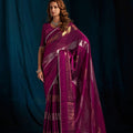 Gorgeous Rani Pink Satin Silk Foil Patta Heavy Hand Work Zircon Saree for Women