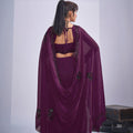 Lovely Wine Fendy Satin Silk Two-Tone Heavy Hand Work Zircon Saree for Women