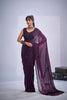 Lovely Wine Fendy Satin Silk Two-Tone Heavy Hand Work Zircon Saree for Women