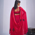 Stunning Rani Pink Fendy Satin Silk Two-Tone Heavy Hand Work Zircon Saree for Women