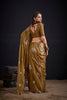 Royal Golden Fendy Satin Silk Two-Tone Heavy Hand Work Zircon Saree for Women
