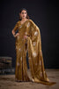 Royal Golden Fendy Satin Silk Two-Tone Heavy Hand Work Zircon Saree for Women