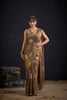 Luxury Bronze Fendy Satin Silk Two-Tone Heavy Hand Work Zircon Saree for Women