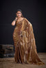 Gorgeous Gold Fendy Satin Silk Two-Tone Heavy Hand Work Zircon Saree for Women