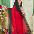 Elegant Red Fendy Satin Silk Heavy Zircon Cut Work Saree for Women