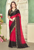 Elegant Red Fendy Satin Silk Heavy Zircon Cut Work Saree for Women