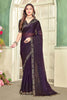 Stylish Purple Fendy Satin Silk Heavy Zircon Cut Work Saree for Women
