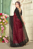 Stunning Wine Fendy Satin Silk Heavy Zircon Cut Work Saree for Women