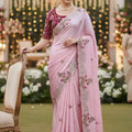 Elegant Light Pink Dola Silk Mono Banglori Silk Saree for Women