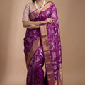 Premium Purple Banarasi Silk Embroidery Work Saree for Women