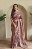 Lovely Mauve Fendy Silk Embroidery Work Saree with Floral Border for Women