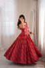 Stunning Red Multicolor Rayon Embroidered Indo Western Navratri Lehenga Choli for Women