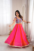 Vibrant Pink and Orange Multicolor Rayon Printed Indo Western Navratri Lehenga Choli for Women