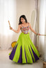 Elegant Lime Green and Purple Rayon Embroidered Indo Western Navratri Lehenga Choli for Women