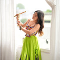 Elegant Lime Green and Purple Rayon Embroidered Indo Western Navratri Lehenga Choli for Women