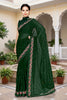 Graceful Dark Green Georgette Heavy Resham Embroidery Work Saree for Women