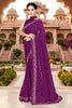Stylish Purple Georgette Heavy Resham Embroidery Work Saree for Women