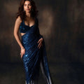 Premium Navy Blue Georgette Sequin Work Designer Saree for Women