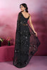 Stunning Black Georgette Sequin Work Designer Saree for Women