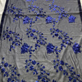 Adorable Navy Blue Georgette Sequin Embroidery Designer Saree for Women