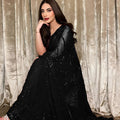 Stunning Black Georgette Sequin Embroidery Designer Saree for Women