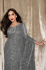 Elegant Grey Georgette Sequin Work Designer Saree for Women