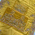 Elegant Mustard Yellow Georgette Embroidered Designer Saree for Women
