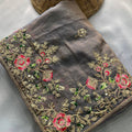 Elegant Lavender Soft Chiffon Embroidery Saree with Floral Border for Women
